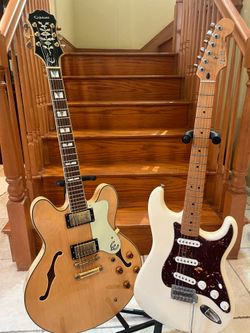 Fender MIM Roadhouse Stratocaster and Epiphone Sheraton II Semi Hollow (Mint)