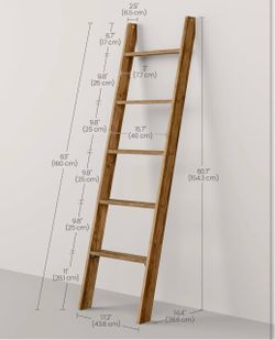 VASAGLE 5-Tier Blanket Ladder Modern Basic Ladder Shelf - Honey Brown