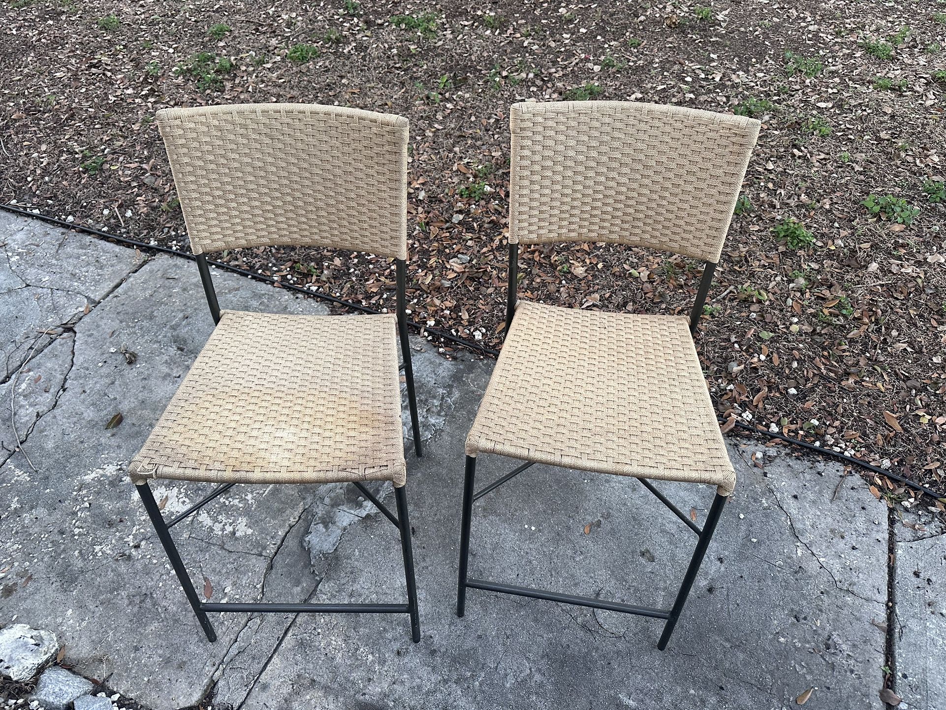 2 Woven Counter Stool Chairs