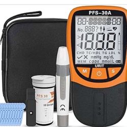 URIT Cholesterol Test Kit，5 in 1 Lipid Test Kit with 10 Cholesterol Test Strips for Home Use (PFS-30A）