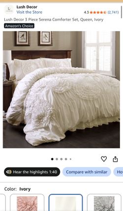 Elegant Ruffled Beige comforter set/colcha- KING size
