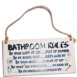 Bathroom Rules Wall Decor 12 by 6 Inch Beach Themed Ocean Decor Bathroom Decoration Bath Wall Art Decorations for The Bathroom House Accessories Bedro