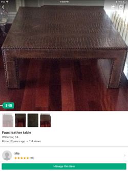 Excellent condition faux leather table