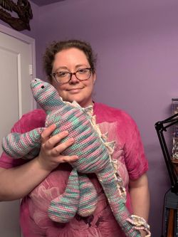 Stegosaurus Dinosaur Crocheted Plushie Stuffed Animal Purple Green Blue Toy LAYAWAY AVAILABLE