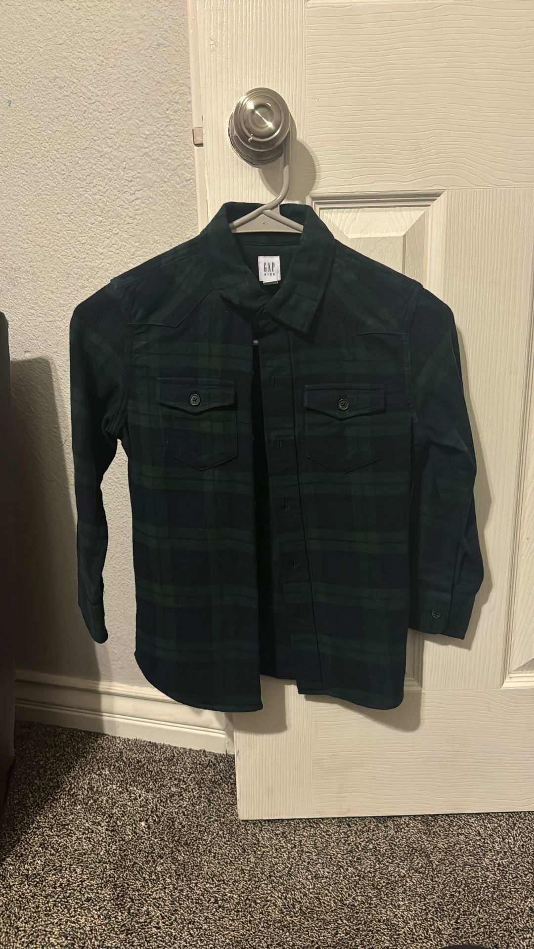 Gap Plaid Navy/green Size 6-7
