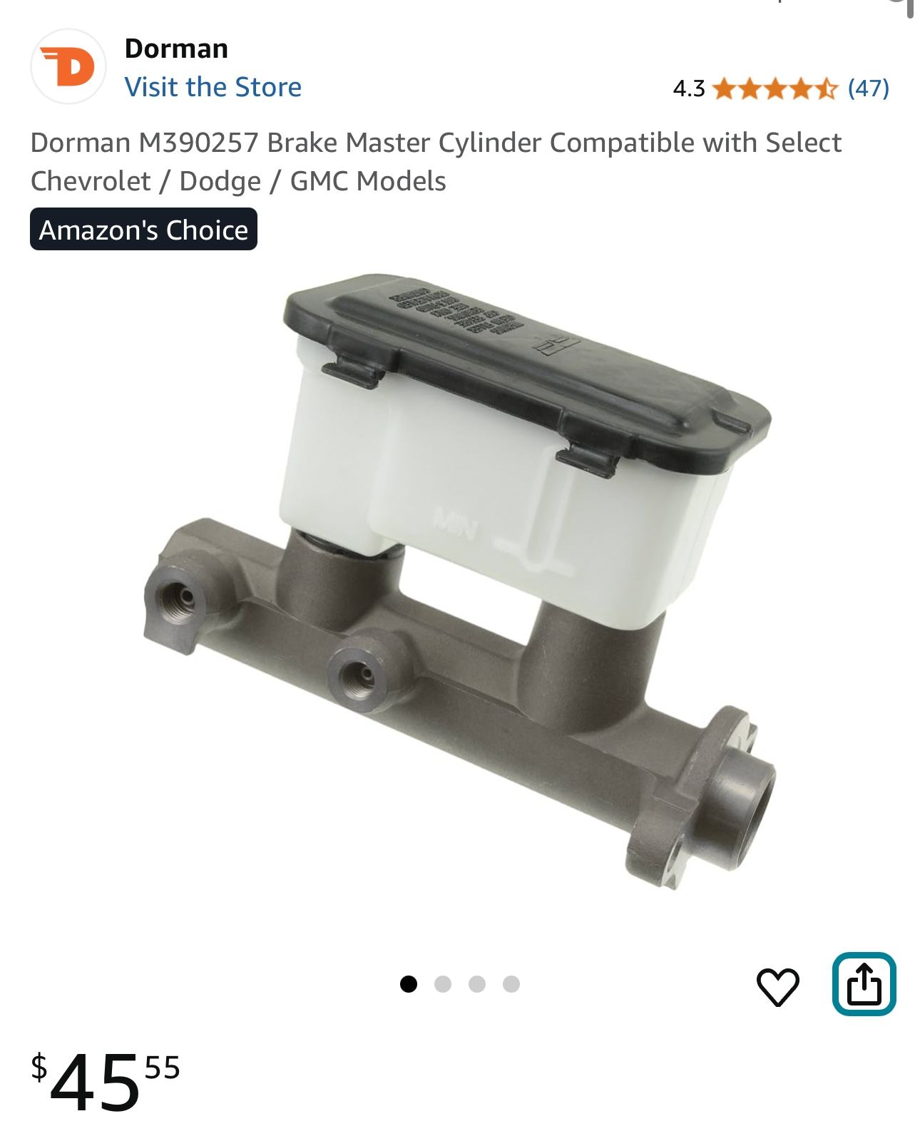 Dorman M390257 Brake Master Cylinder Compatible with Select Chevrolet / Dodge / GMC Models