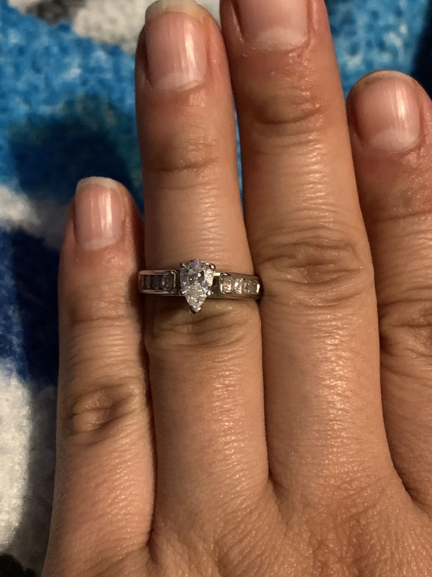 real diamond engagement wedding ring pear teardrop