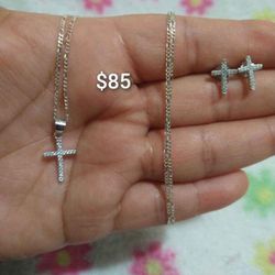 925 Sterling Silver Pendant With Earrings/Dije Con Aretes De Plata 925