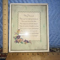 Framed “My Friend” Poem Framed Under Glass