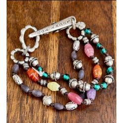 Lucky Brand Beaded Bracelet Triple Strand with Glass Beads