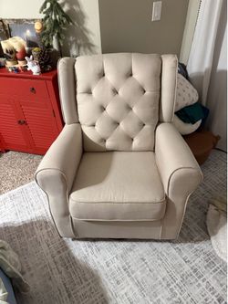Tufted Wingback Nursery Glider Chair – Cream – Baby Relax Style