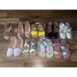 NWT & NWOT youth girl shoes size 2 youth Summer Sandals Flats Carter’s Mixed Lot