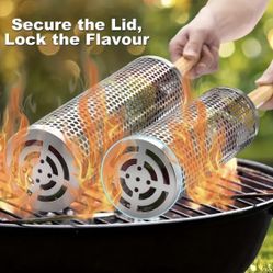 Rolling Grilling Baskets 2pcs, Stainless Steel