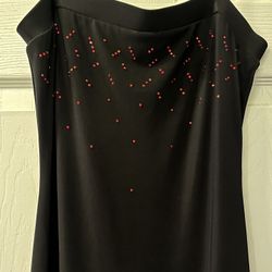 Y2K NOS BLACK Maxi Dress, Red Rhinestones, New Year’s Eve Holiday Prom, Medium