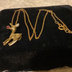 Gold Necklace With Reindeer Pendant (Avon)