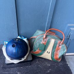 Columbia 300 Bonanza Bowling Ball Blue 15lb Pre-drilled w/ green ajay bag DIRTY