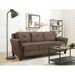 Lifestyle Solutions Taryn Rolled Arms Sofa, Brown Fabric Brown - 80.3"L x 31.5"W x 32.7"H