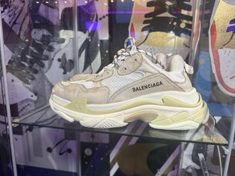 Balenciaga Triple S White Leather and Mesh SIZE: 8 (41) USED