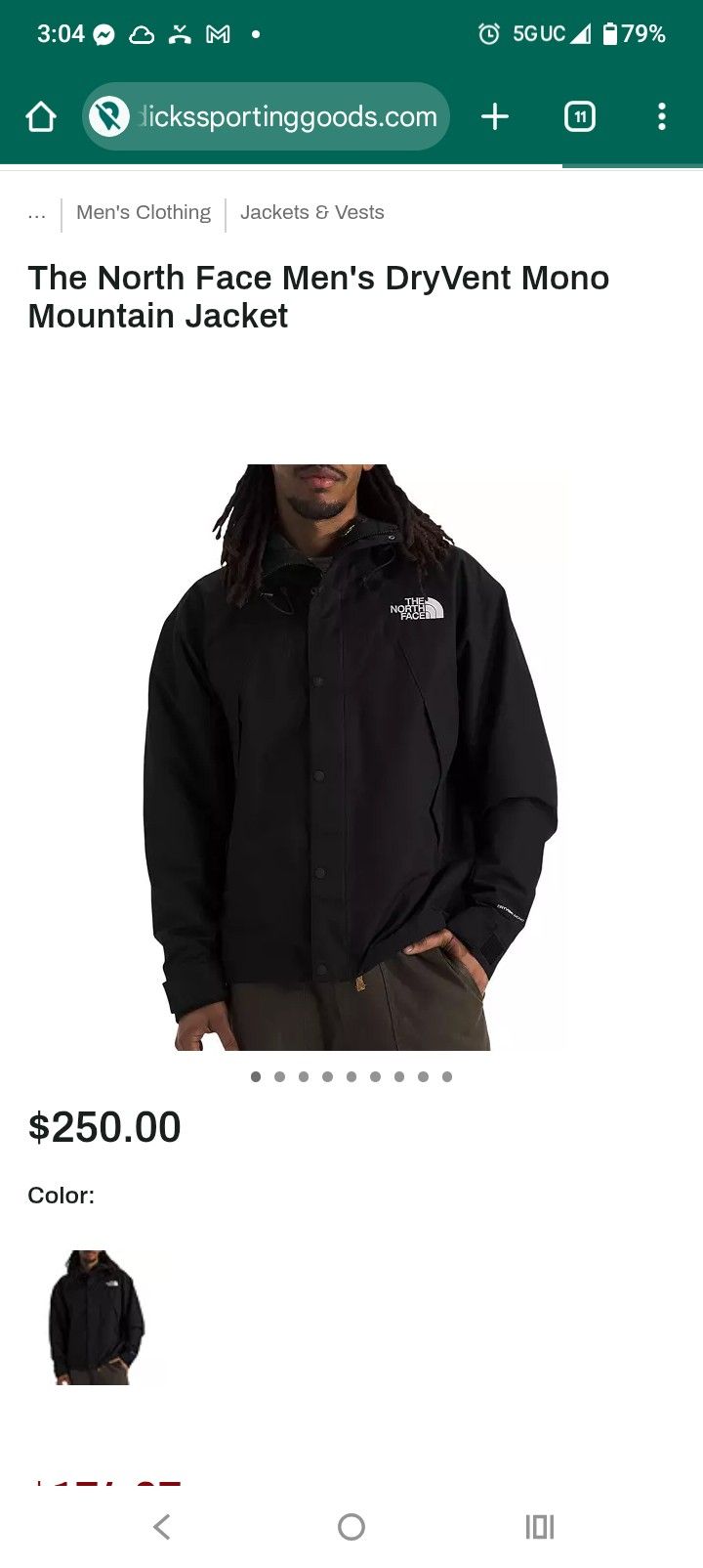 Brand New With Tags Mens Northface Dry Vent Mono Mountain Jacket Size Large