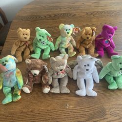 Lot Of 10 Vtg TY Beanie Babies Teddy Bears 6 With Tags 4 Without Excellent Condition