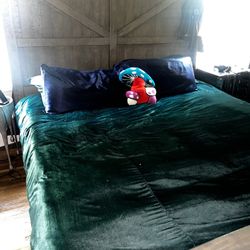 KING Gray Barn Door Bed Frame