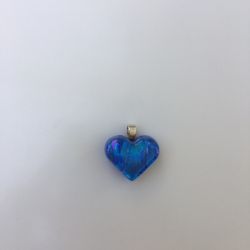 Small Glass Heart Shaped Pendant with Silver Plated Bail