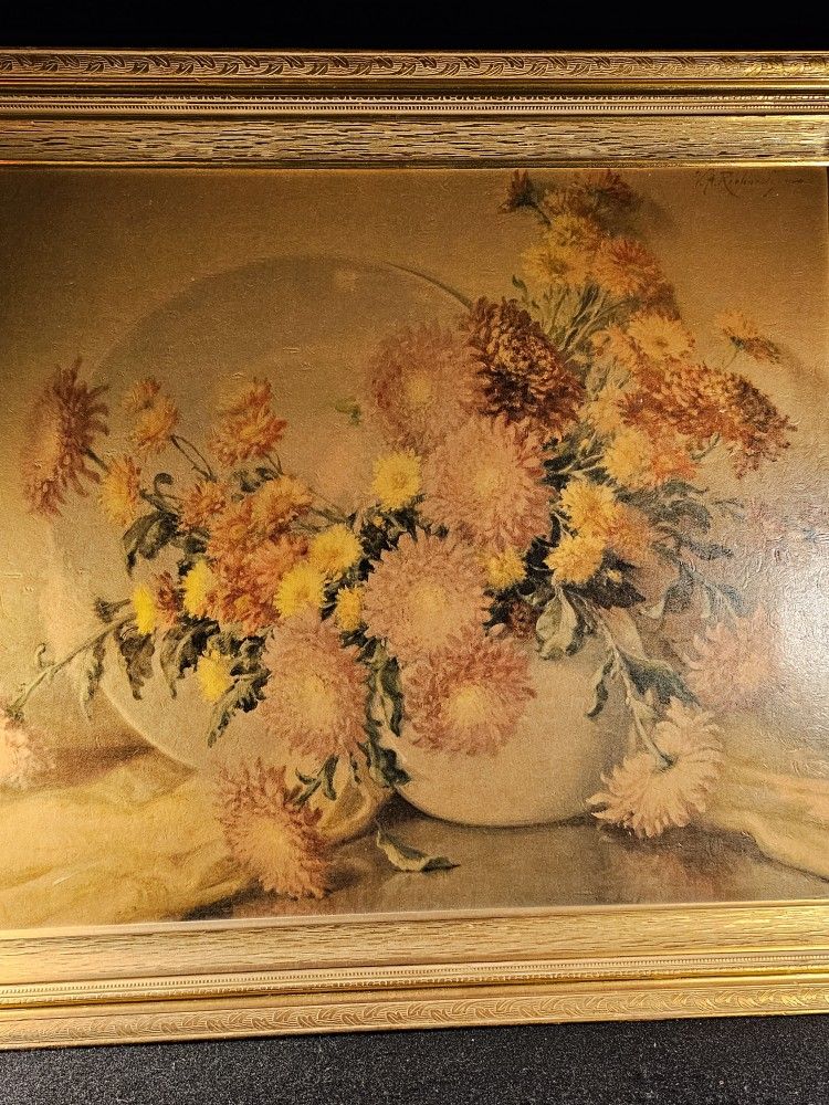 Rare Vintage 1950s-1960s Turner Wall Accessories 35"x24" Signed Floral Wall Art
