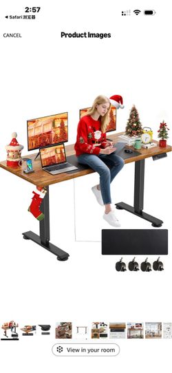 farexon Electric Standing Desk Adjustable Height, 55 x 24 Inch Sit Stand up Desk with Large Mouse Pad, 2 Metal Hook,4 Wheels,4 Memory Preset Heights H