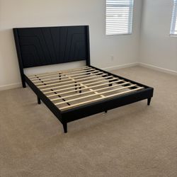 Dark Gray Queen Size Bed Frame 