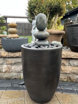 40” Custom Mexican Beach Pebble Cairn Fountain