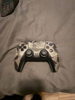 PS5 controller dark and grey camo print