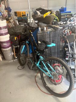 Black and teal huffy trail runner