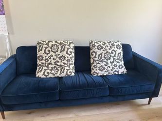 Blue Velvet Sofa Set – 3-Seater + Loveseat