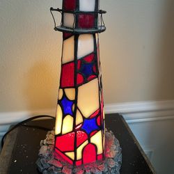 Stained Glass Tiffany Style Lighthouse Lamp