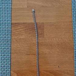 Sterling Silver Tennis Bracelet With Diamond Accents