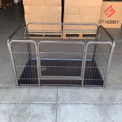 $95 (New) Heavy-duty dog pet playpen with plastic tray indoor outdoor cage kennel 4-panel, 49x32x28”