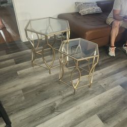 Coffee Tables 2 Gold With Glass 
