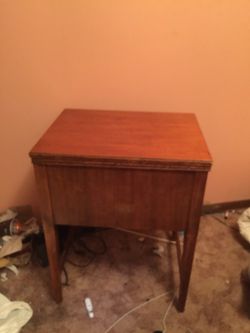 Sewing matching old inside use as table antique
