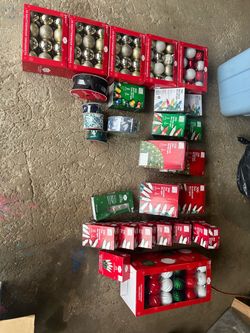 Christmas lights and ornaments $1
