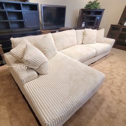 Take Home Pay Later Only $39 Down Payment 🌟L Shaped Modular Oversize Corduroy Ivory Sectional Couch Set 🌟 Fast Delivery 