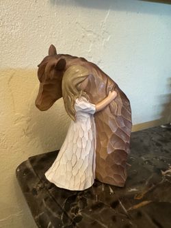 Girl and Horse Figurine Sculpture