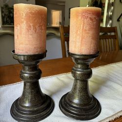 2 Candle Holders With Candles 