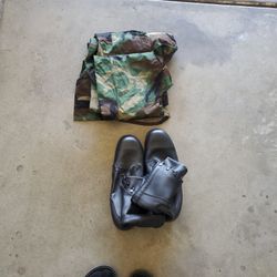 Camo BDU'S And Black Military Boots