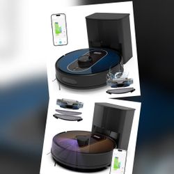 Robot Vacuum and Mop with Mapping, 5000Pa Robotic Vacuum Cleaner with Self Emptying Station for 90 Days Hands-Free, LiDAR Navigation, No-Go Zones, Wi-