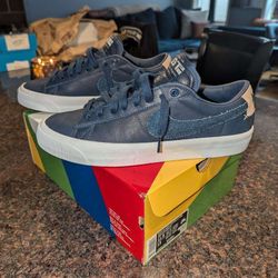 Nike Zoom Blazer Low Pro GT PRM SB Navy Blue Denim Swoosh, DM8890-400, Sz 11.5