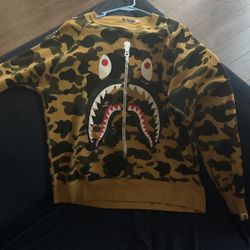 Bape 1st Camo Printed Zip Shark Crewneck 