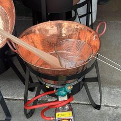 Cazo De Cobre Con Vase I Quemador Con Pala I Canasta Nuevo Para 25 Libras 