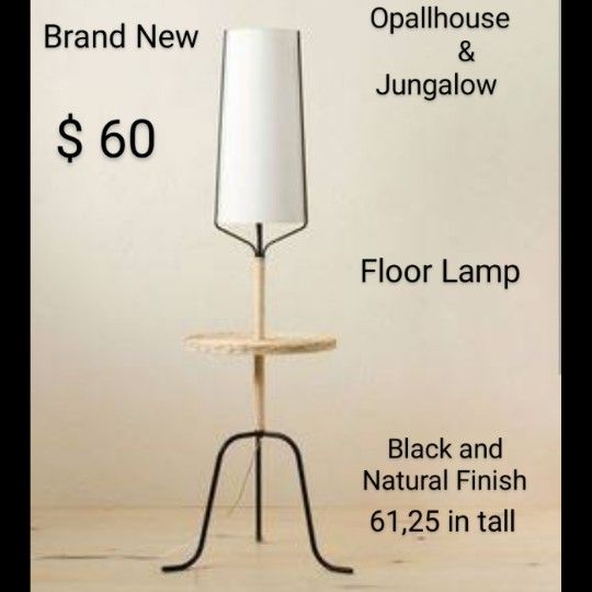 Brand New Opallhouse & Jungalow Floor Lamp Black And Natural Finish