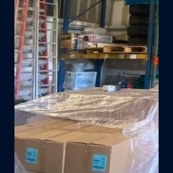 Pallet Rack 2 Uprights 4 Crossbeams Approx 12 Ft H X 8 Ft Wide With 2x2 Wood Supports 