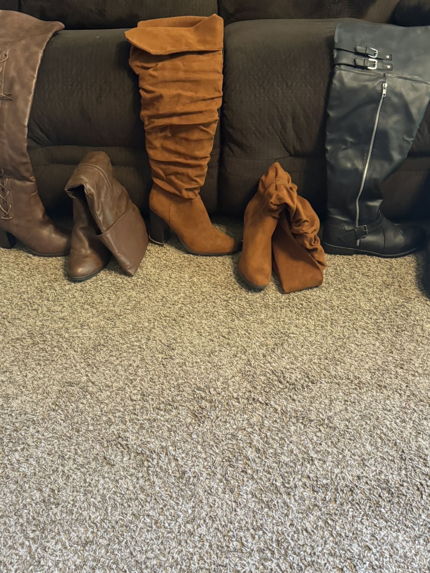 3 Pairs Of Knee High Boots Size 9.5 Like New